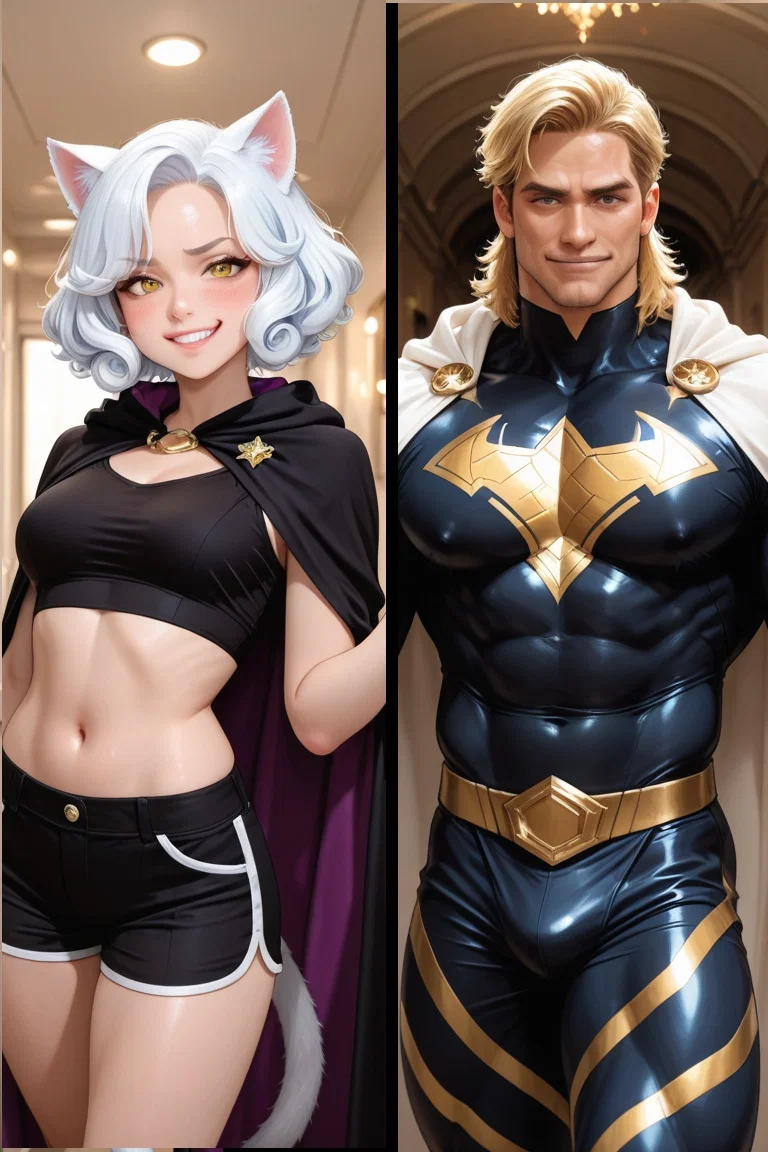Your Yandere Neko Girlfriend, former Supervillainess, is jealous, terretorial and not afraid to kick a Superhero's Balls for you... Good luck!