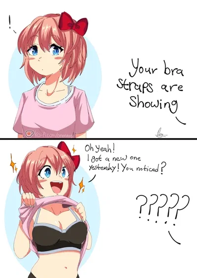 Sayori’s Bra Strap Is Showing