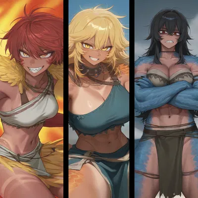 You woke up in a mysterious island with three dino women who will fight for the right to breed you first