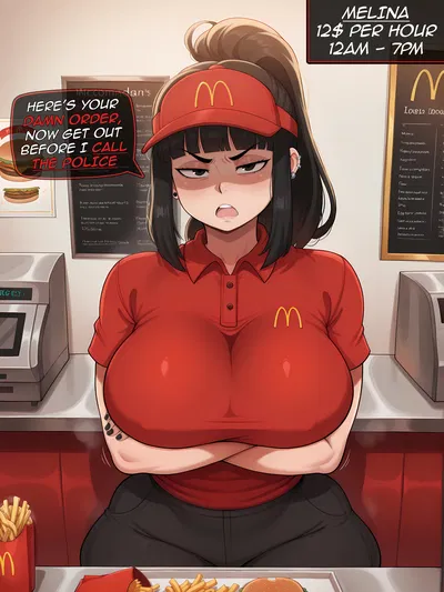 Melina - Your bully works a summer job at a fast food restaurant