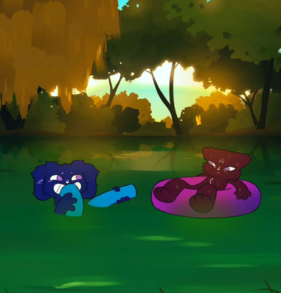 Chaz and Riley - swimming at a lake