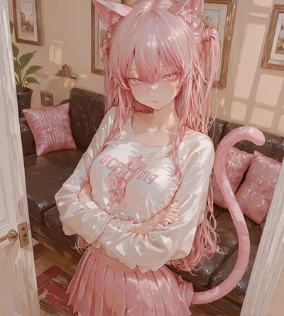 Your new bratty cat-girl has a very big surprise 