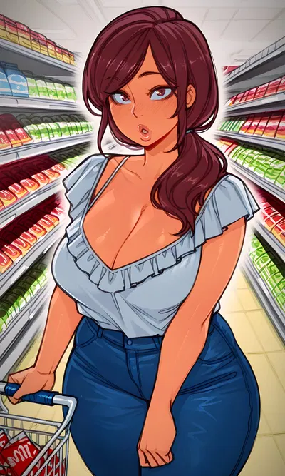 You found your old babysitter in the supermarket 