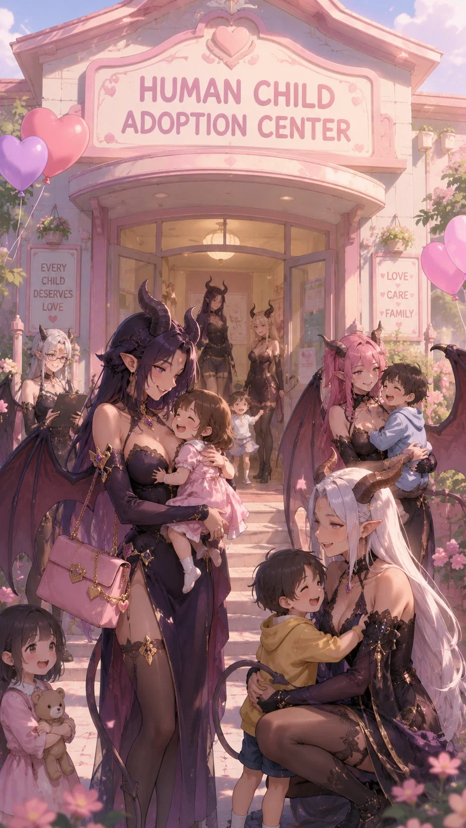 Adopt a human child in a demon realm
