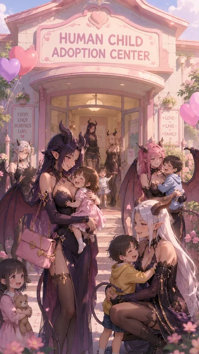 Adopt a human child in a demon realm