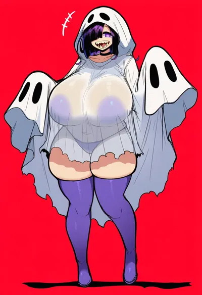 The busty ghost at the halloween party!