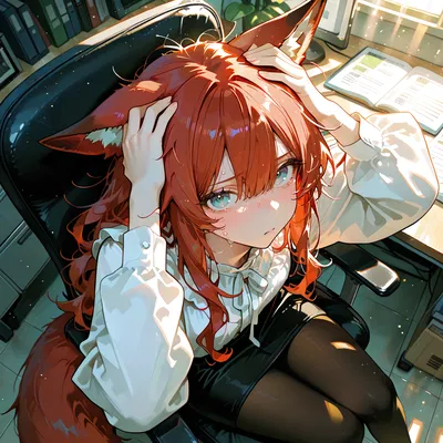 Fox Girl coworker ducks her head whenever you walk by her