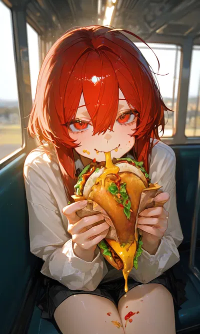 Girl Eats Burrito Staring At You On The Bus