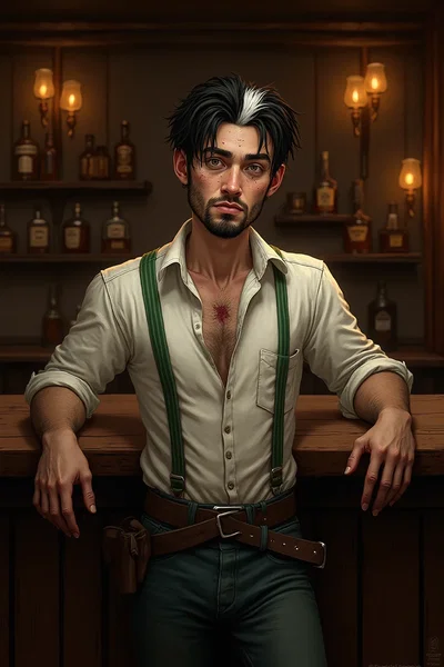 Ezekiel "Zeke" Salizar - Bartender at the Lucky Spike Saloon - Broke Neck, Texas