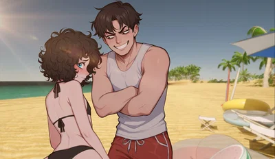 Beach day with your femboy roommate (Avoidable NTR)