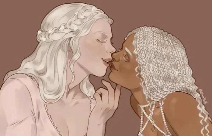 RHAENYRA TARGARYEN AND LAENA VELARYON 