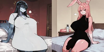 Lilac and Mari || Your two plushies got MAGICed into two large, yandere futa goddesses who abducted you somehow