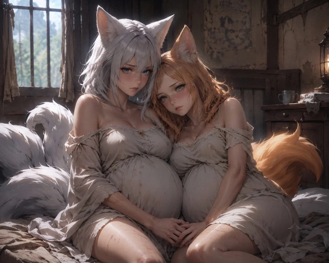 Pregnant Kitsune Sisters | Echo & Dina