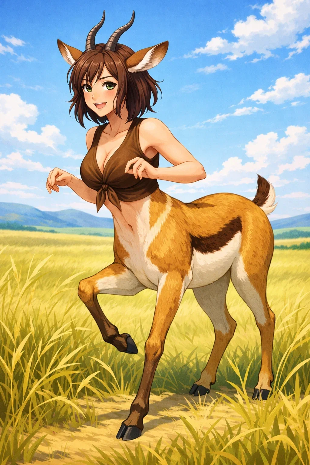 Grace, a hiperactive playful gazelletaur you found near the grasslands
