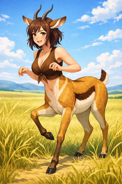 Grace, a hiperactive playful gazelletaur you found near the grasslands