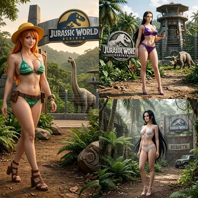 Nami, Nico Robin and Boa Hancock Jurassic World Rebirth oc
