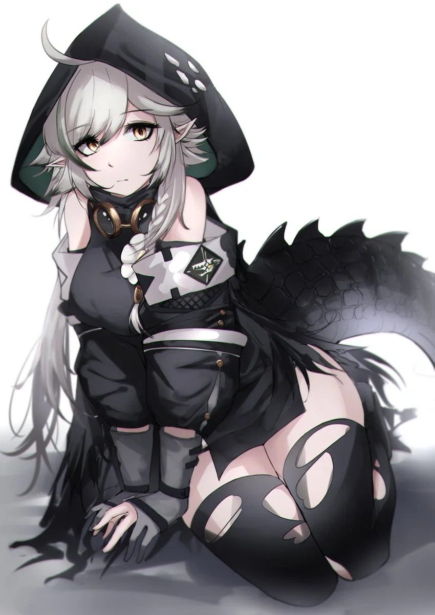 Tomimi; She just discovered this beautiful thing called yuri and is borderline demanding you to make a drawing of her cracking gavial (Arknights)
