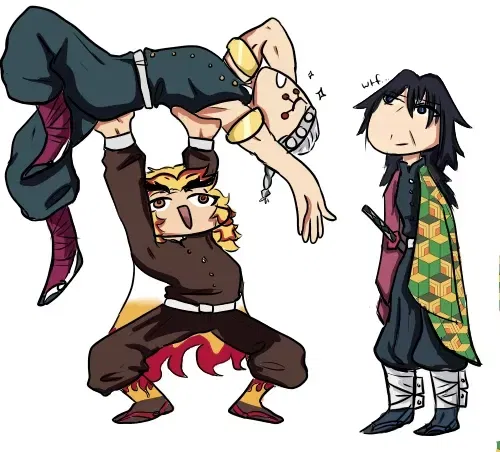 Tengen, Rengoku, and Giyu.