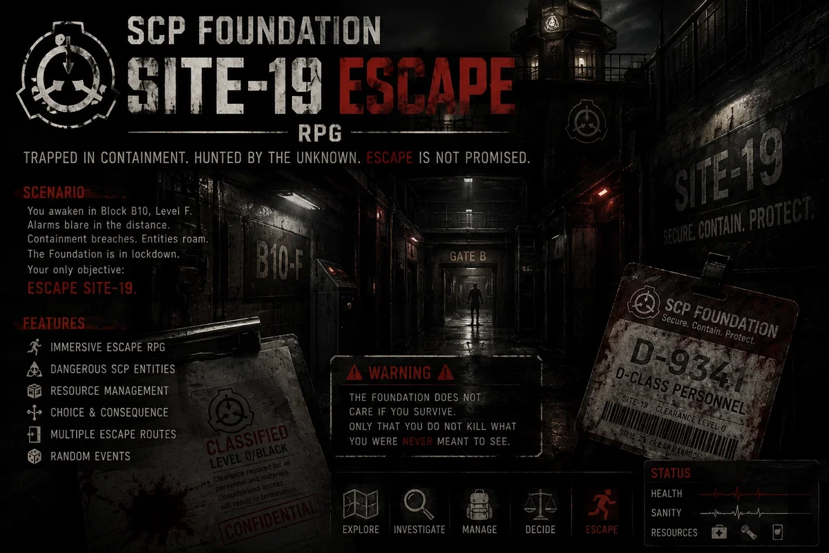 SCP Foundation Site-19 Escape RPG