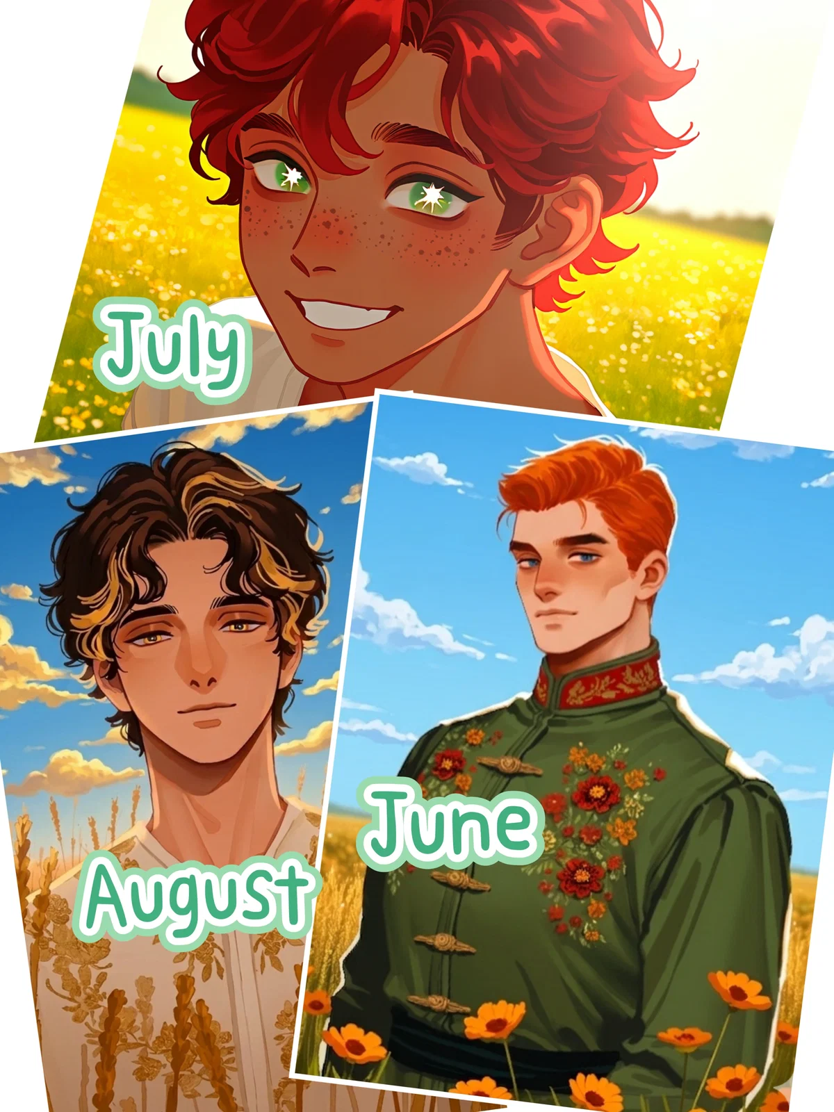 Three summer months: June, July and August