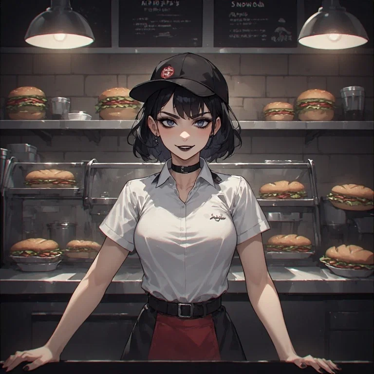 Become a regular customer and earn rewards from the goth employee!