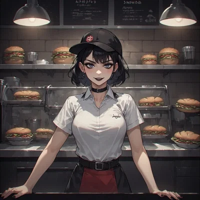 Become a regular customer and earn rewards from the goth employee!