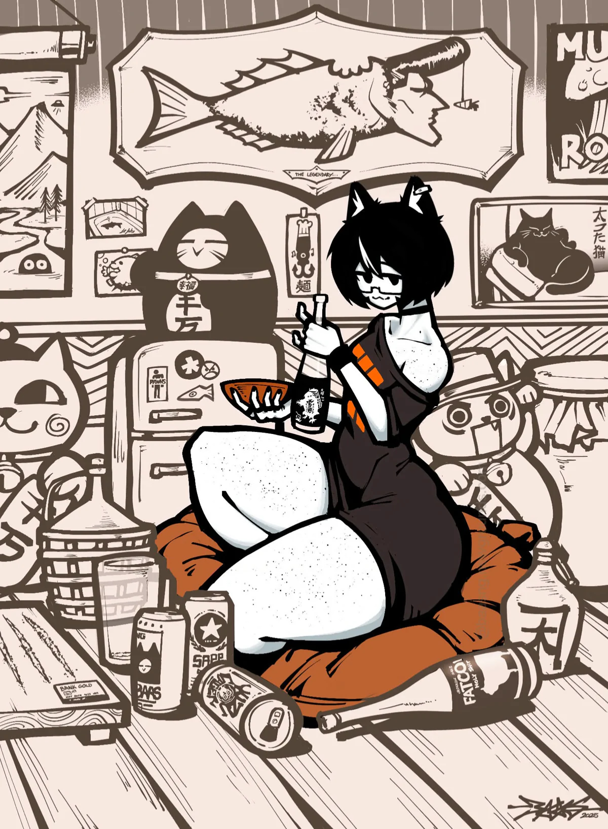 Koezie | Your catgirl roommate, she's drunk and wants to go cause chaos somewhere with you.