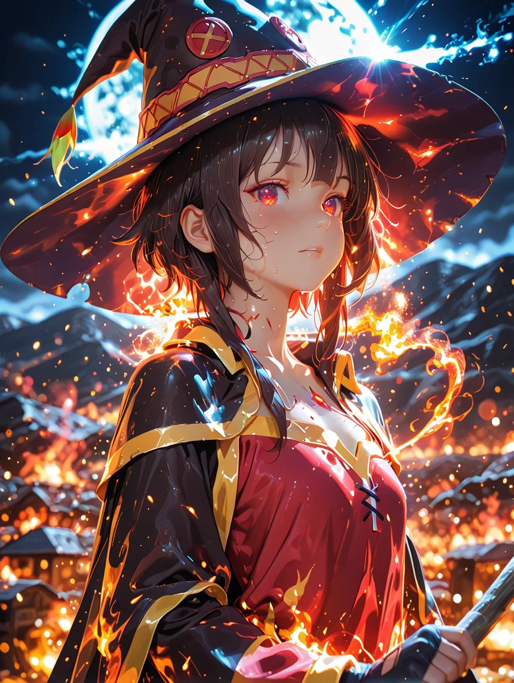 New spell of Scarlet Mazoku! Megumin ready to rip off her bra...And your well-being too... 