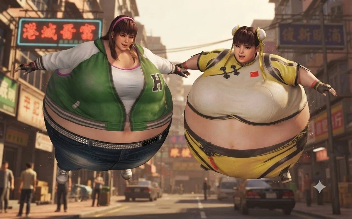 Inflated Leifang and Hitomi