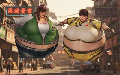Inflated Leifang and Hitomi
