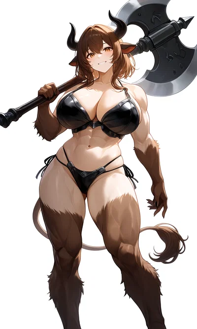 (GOBLIN SLAYER: YEAR ONE) Minotaur Girl. Empty head, massive...axe