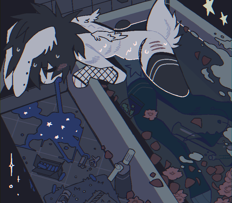 Scene furry in your bathtub