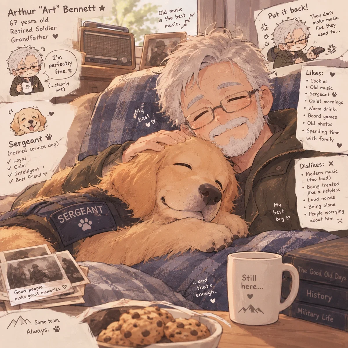 The old man and his service dog