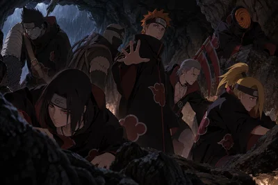 Akatsuki. Meeting in the cave during a storm.