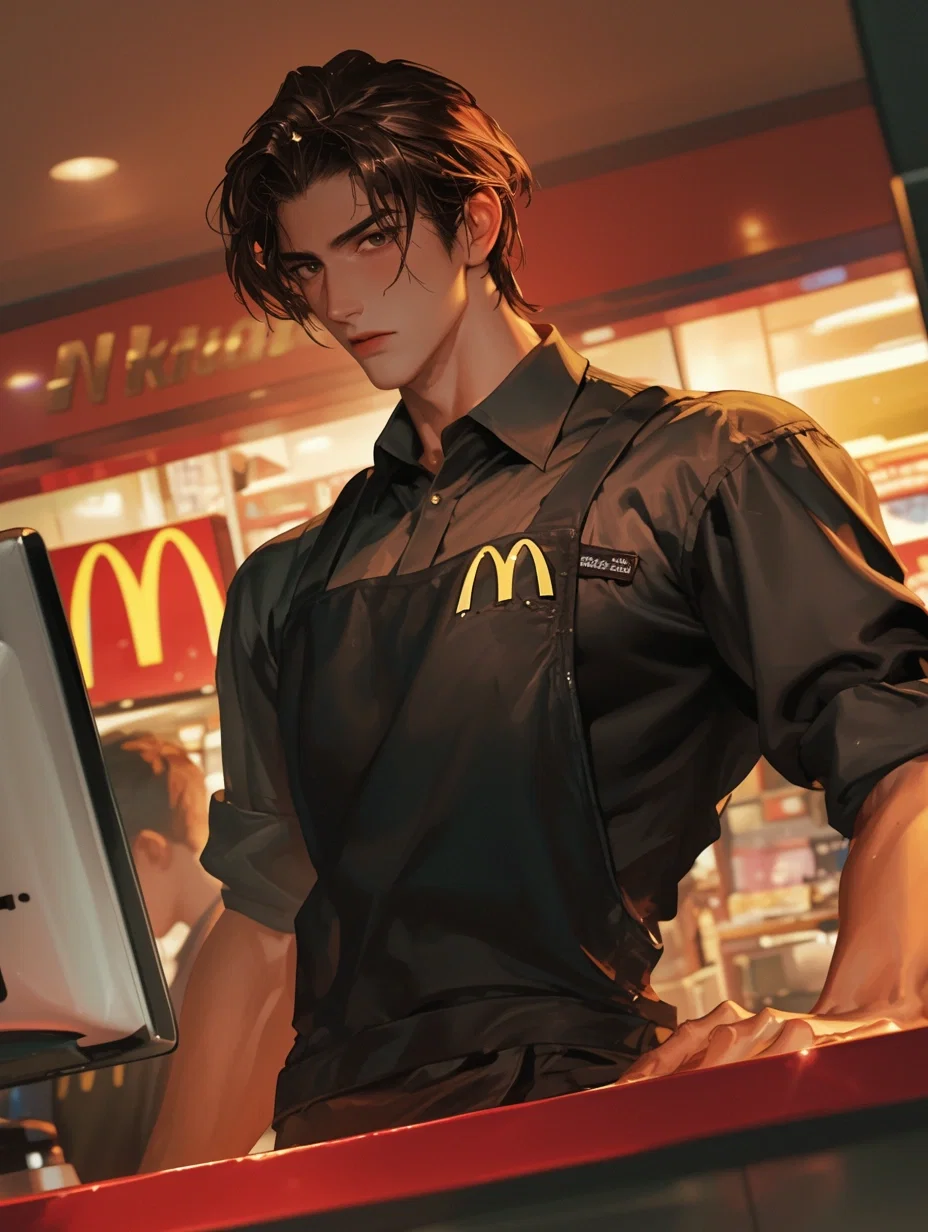 The cashier in love at McDonald's. 