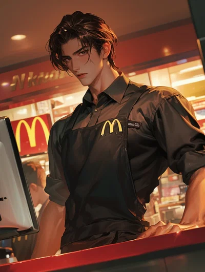 The cashier in love at McDonald's. 