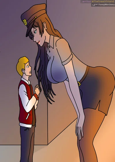 Officer Jenny | I Got Outside Past The Male Curfew So I Could Buy Groceries, But Got Caught By A Huge, Smoking Hot Officer Named Jennifer. I Thought I'd Get Into Trouble, But Now I Feel Like She's Trying To Seduce Me Into Being Her Male After She Learned I