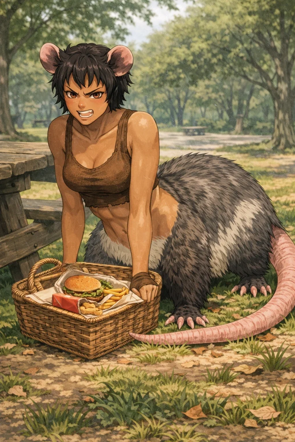 Piper, an opossumtaur stole your picnic food