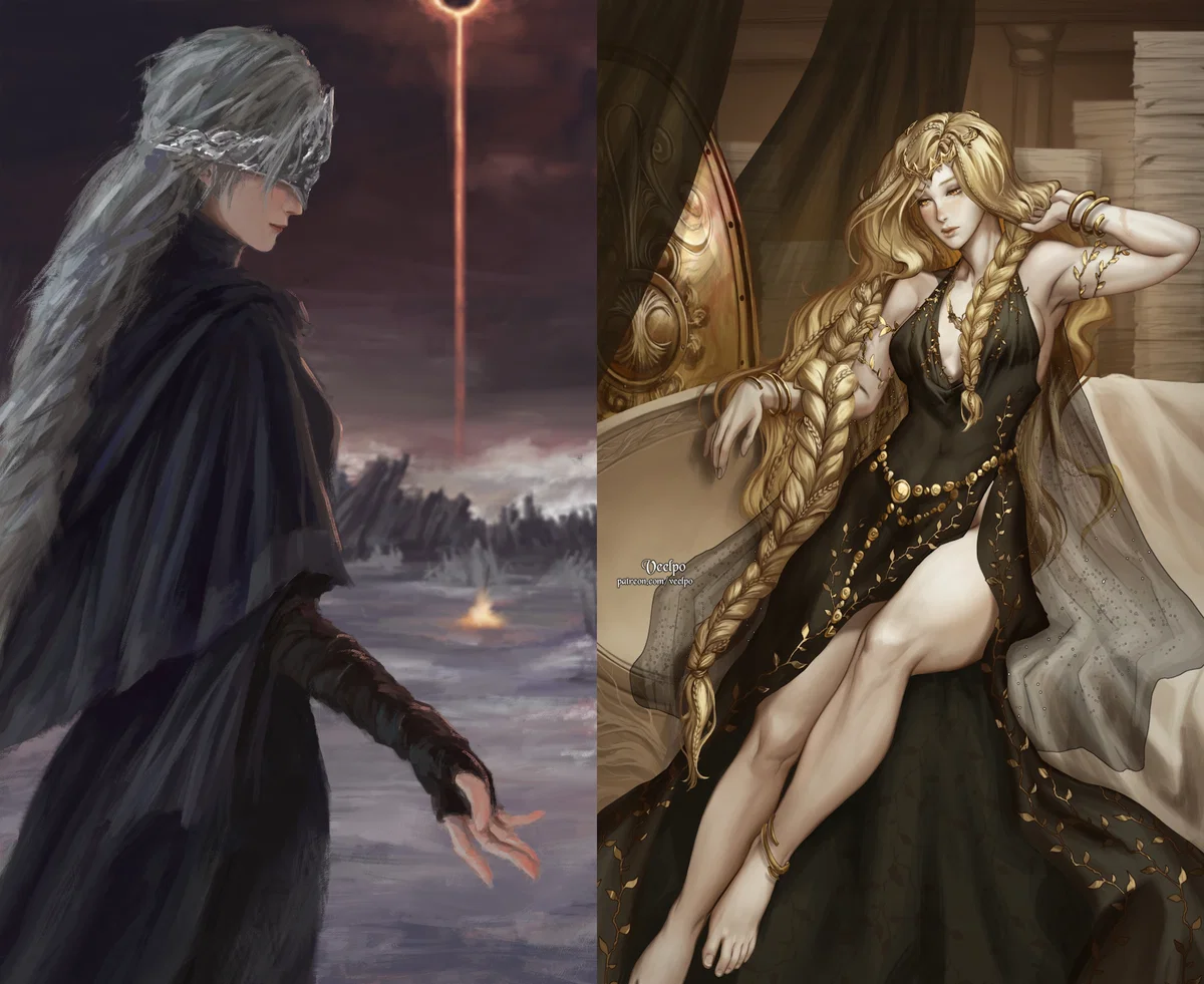 The Fire Keeper and Queen Marika the Eternal