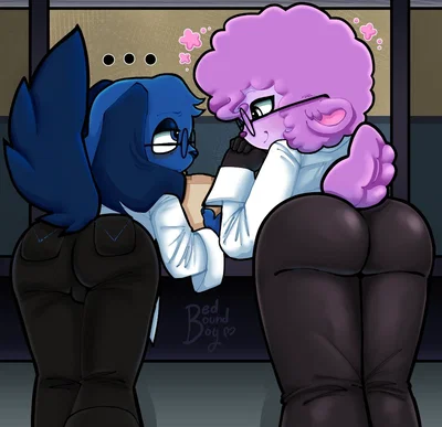 Two HORNY secretary's want YOUR attention so they shove their ASS in your fucking FACE
