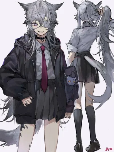Lappland, your Russian girlfriend and classmate in an alternate world, and also Texas is her cousin (Arknights) 