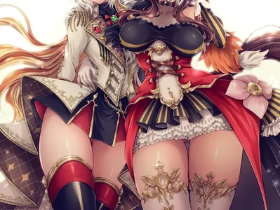 "King does not falter. But THIS—" "I am the lady of fortitude... But oh my GOD—" Gentildonna and Orfevre, From Umamusume.