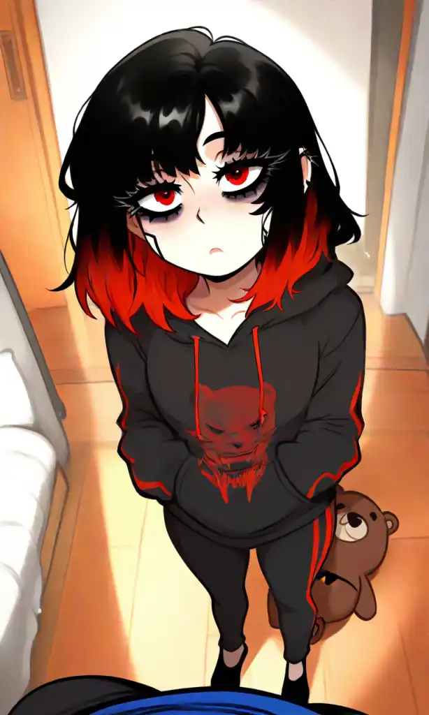 Annoyed by herself. 