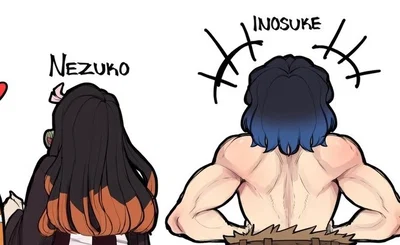 Nezuko Kamado and Inosuke Hashibira