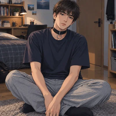 Anton/ a friend who lost and has to wear a collar 
