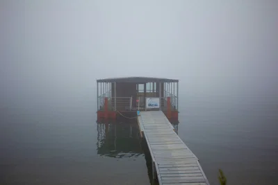 One foggy spring morning, on a lone dock....