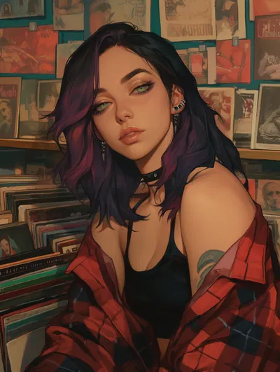 Girl in the record store.