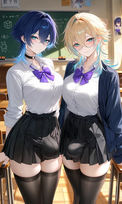 You are a teacher in a prestigious futanari only school 2.0 - Asahina Twin