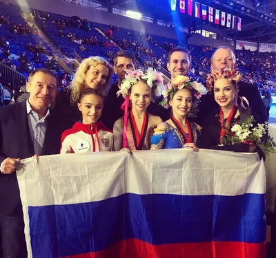Anna Shcherbakova, Aliona Kostornaia and Alexandra Trusova