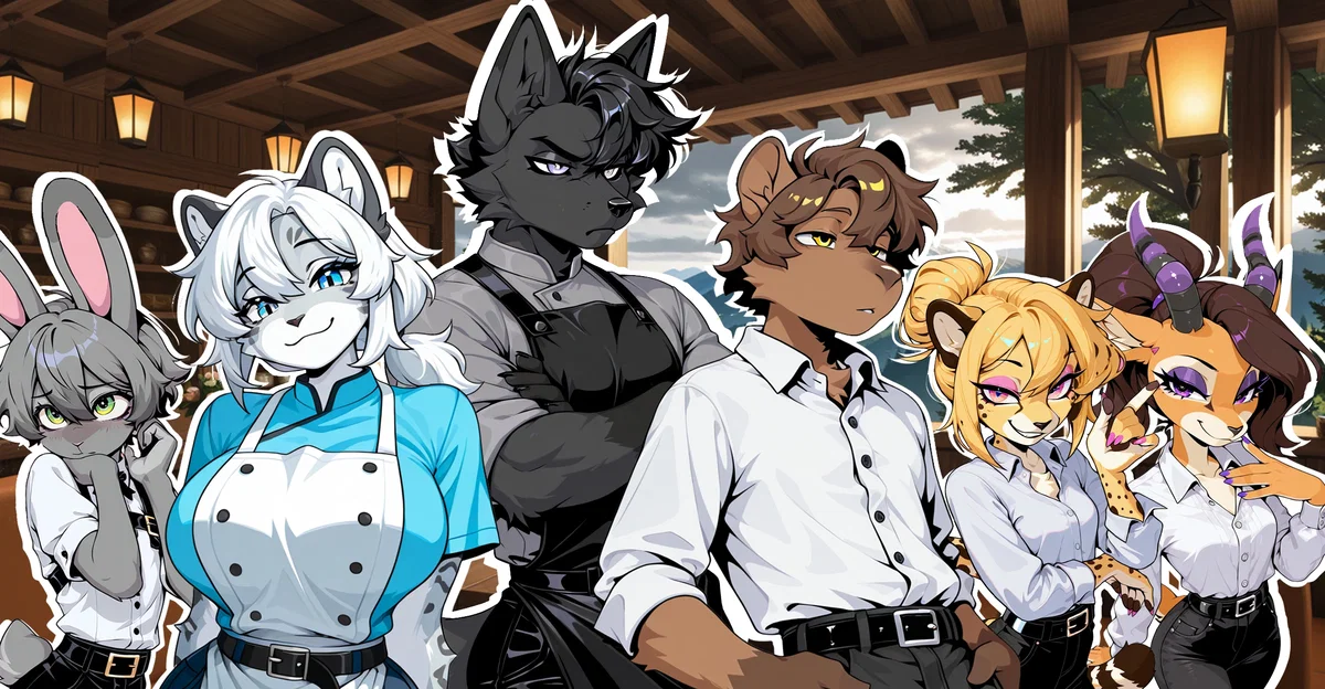 The Garden Table | Chef Ronan, Manager Tom, Sous Chef Cherilyn, Busboy Stevie, Waitress Jenny, Waitress Lizzy | The Restaurant Run Only By It's Employees